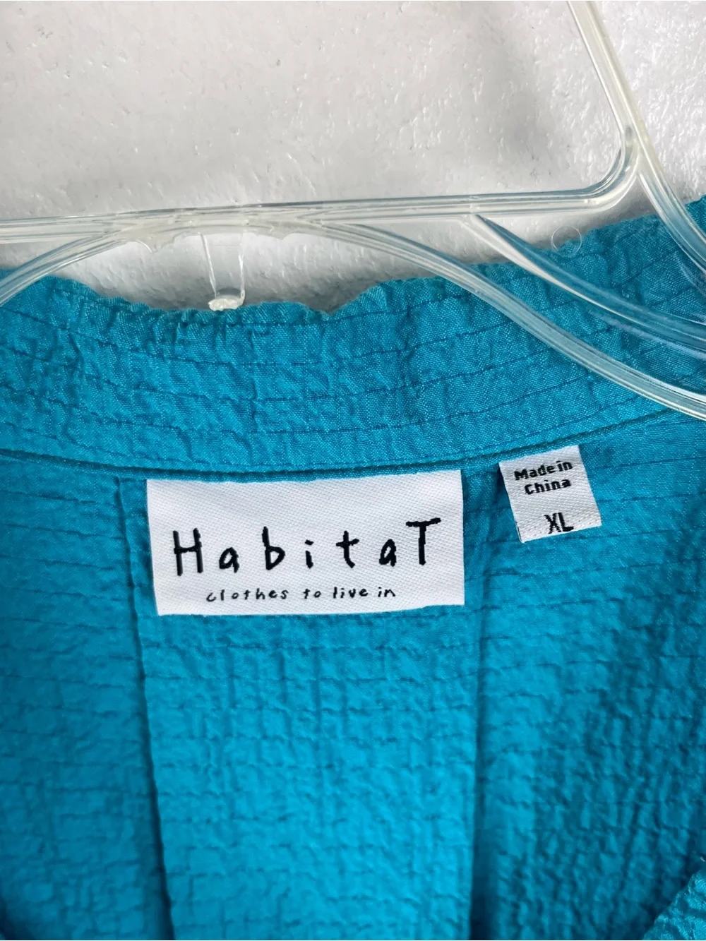HABITAT Aqua Turquoise Long Sleeves Textured Button Top XL Artsy Casual Neutral - Picture 3 of 9